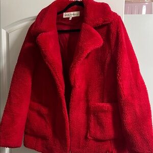 Vibrant Red Teddy Jacket